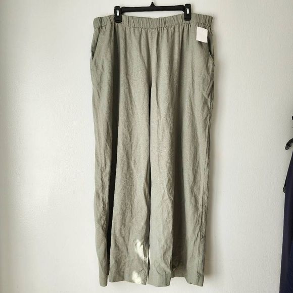 Caslon Wide Leg Pull-On Linen Blend Pants - Picture 2 of 6